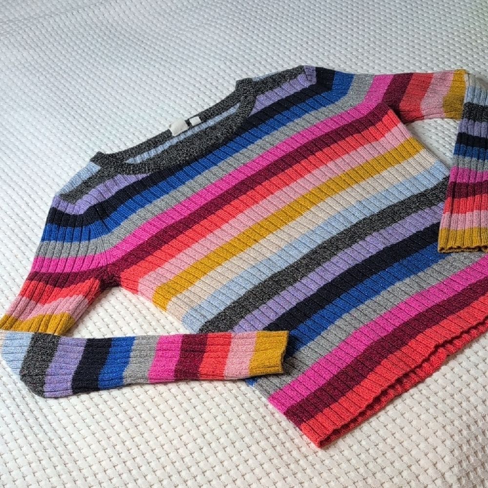 GAP Multicolor Striped Crew Neck Sweater Wool Blend - Picture 9 of 10